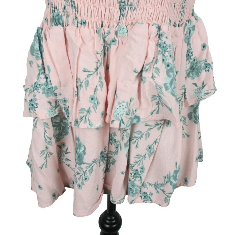 ELOQUII Tiered Floral Mini Skirt With Smocking A Fine Romance Size 18 - Picture 6 of 9